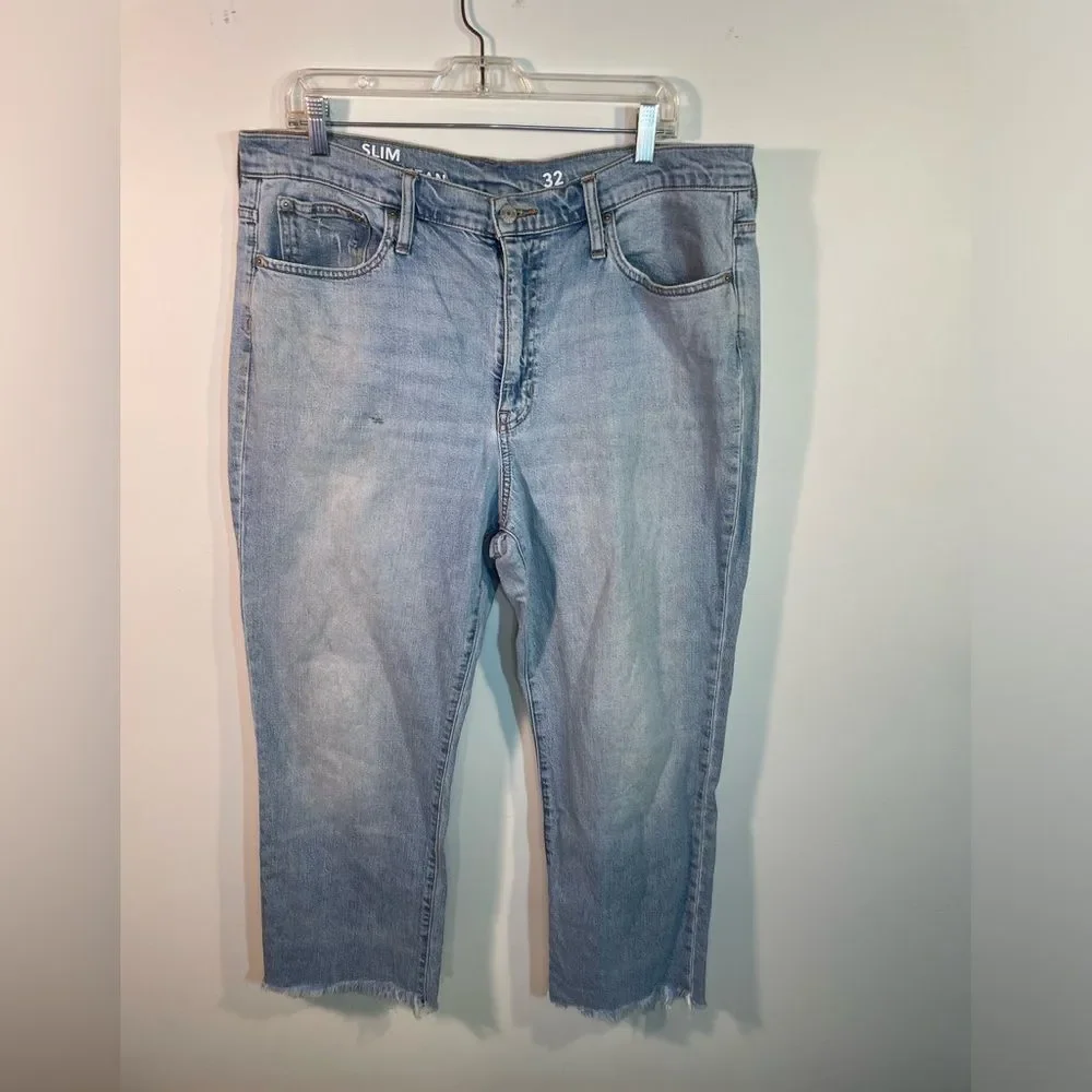 J Crew Slim Boyfriend Jeans Frayed Bottoms Women’s Size‎ 32